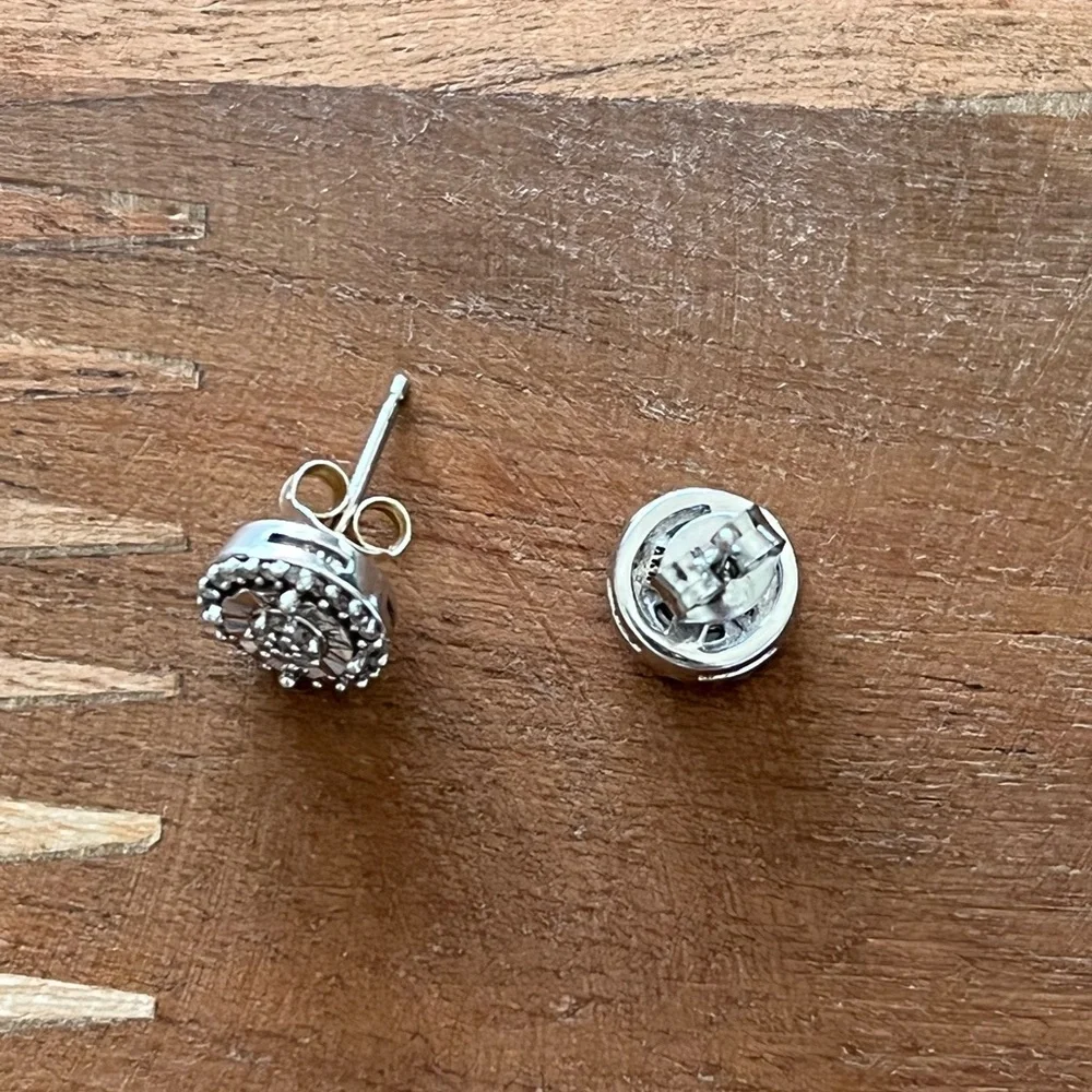 sterling silver diamond earrings - Picture 2 of 4